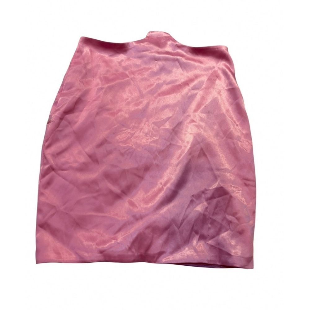 Fashion Nova Womens Size XS Mini Skirt Light Pink Satin Zip Back Bodycon Stretch